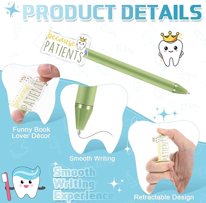 24 Pcs Dental Pen and Notepad Set Cute Tooth Ballpoint Pen Funny Notepad Dentist Assistant Accessories Dental Hygiene Month Gift for Nurse Doctor Medical Christmas Winter School Stationery