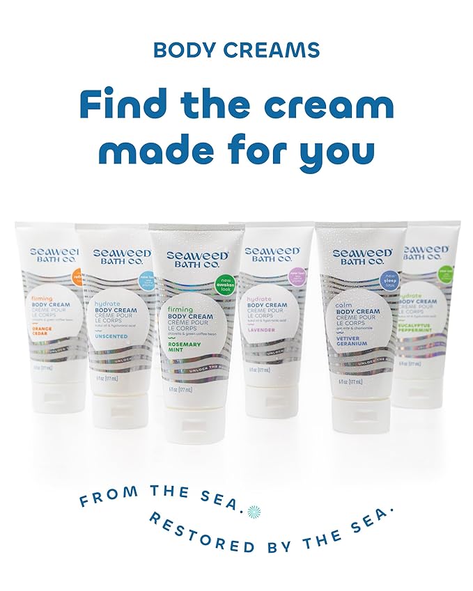 Seaweed Bath Co. Calm Body Cream - Vetiver Geranium | Soothing Hand and Body Lotion With Oat Milk, Shea Butter, and Chamomile | Natural, Vegan Moisturizer For Dry Skin | 6 oz