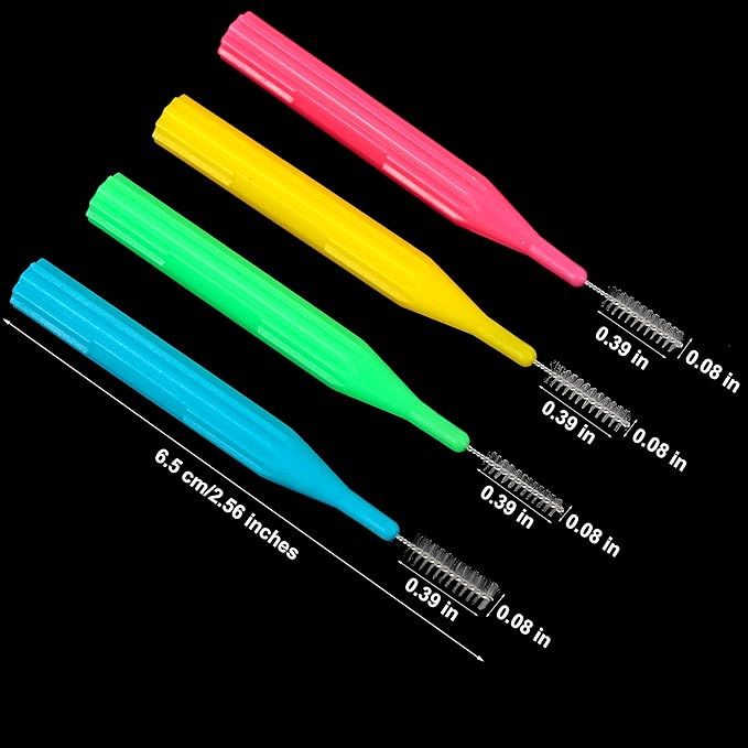 100 Pieces Braces Brush for Cleaner Interdental Brush Toothpick Dental Flossing Head Oral Hygiene Flosser Tooth Cleaning Tool (Light Blue, Pink, Yellow, Light Green)