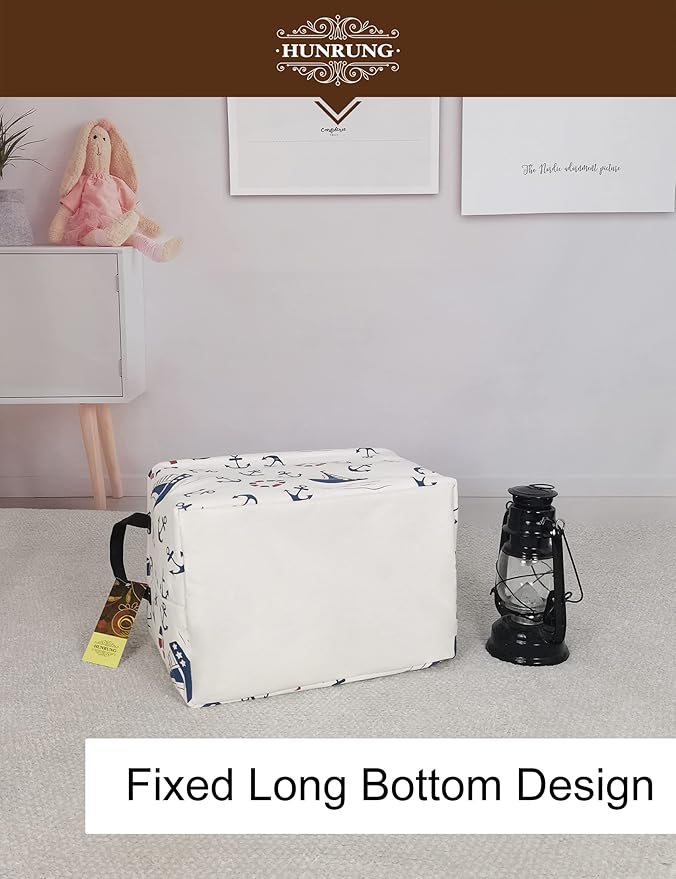 HUNRUNG Rectangle Storage Basket Cute Canvas Organizer Bin for Pet/Children Toys, Books, Clothes Perfect for Rooms/Playroom(REC-Blue anchor)