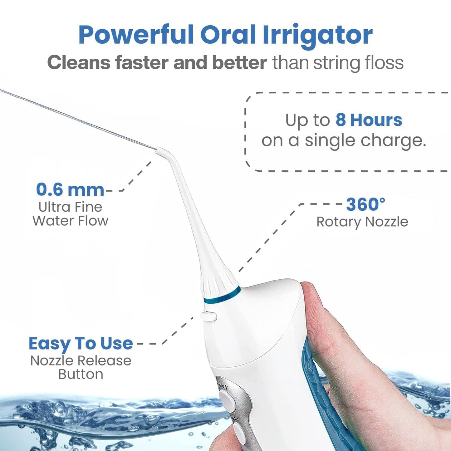 AquaSonic Home Dental Center Rechargeable Power Toothbrush & Smart Water Flosser - Complete Family Oral Care System - 10 Attachments and Tips Included - Various Modes & Timers (White)