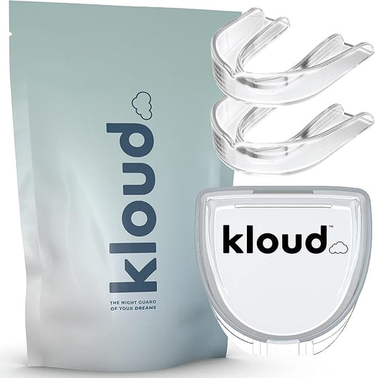 Kloud Night Guard - Mouth Guard for Clenching Teeth and Grinding Teeth, 2 Pack Custom Moldable Dental Mouth Guard (Clear)