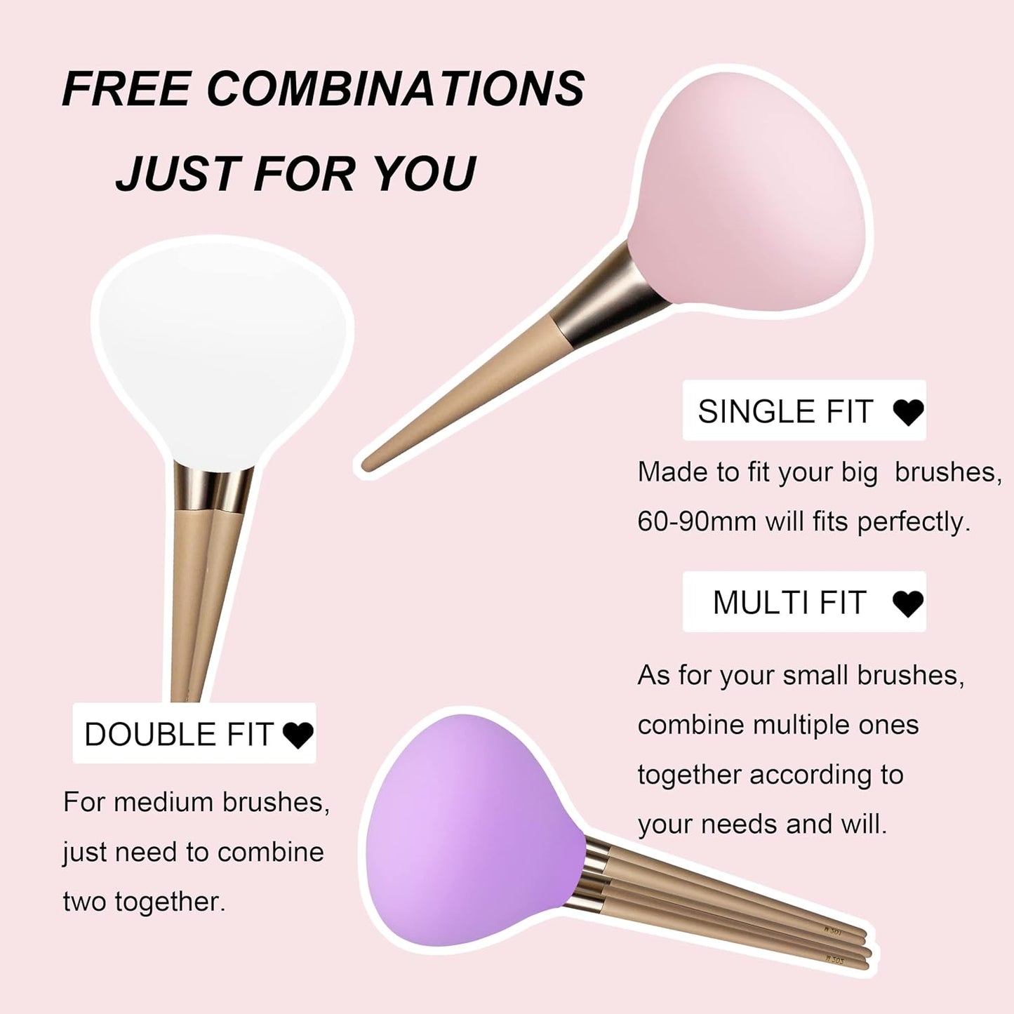 Makeup Brush Covers, Make up Brush Holders for Travel and Home Storage, Reusable Silicone Organizer Case for Brushes, 6 Pack Dustproof Brush Protector Guards Caps Gift for Makeup Lover and Wife