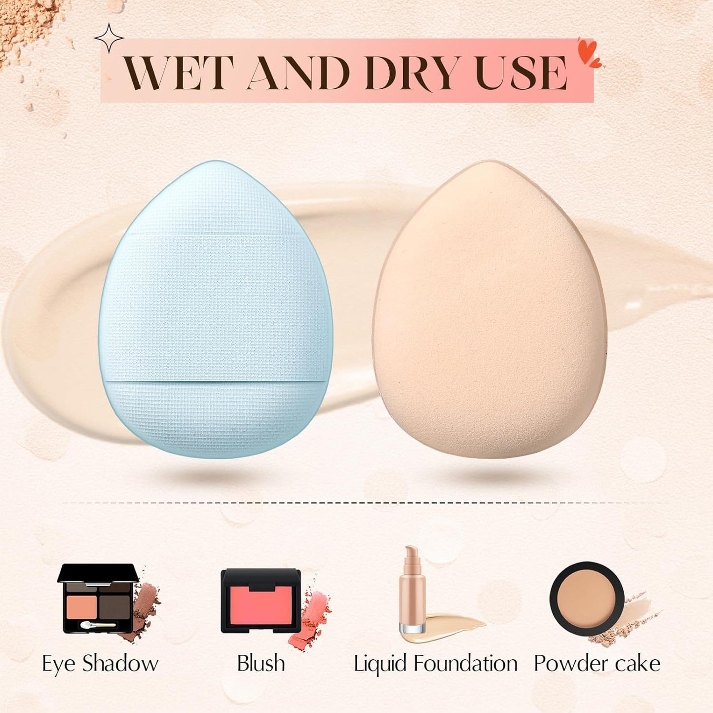 Gerrii 72 Pcs Finger Powder Puff Mini Makeup Sponge Soft Beauty Makeup Blender Puff for Foundation, Face Powder, Under Eye Setting, Concealer, Repair Cream, Cosmetic Tool(Blue)