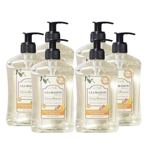 A LA MAISON French Liquid Hand Soap, Citrus Blossom - Natural Hand Wash Made with Essential Oils - Biodegradable, Plant-Based, Vegan, Cruelty-Free, Alcohol & Paraben Free (16.9 oz, 6 Pack)