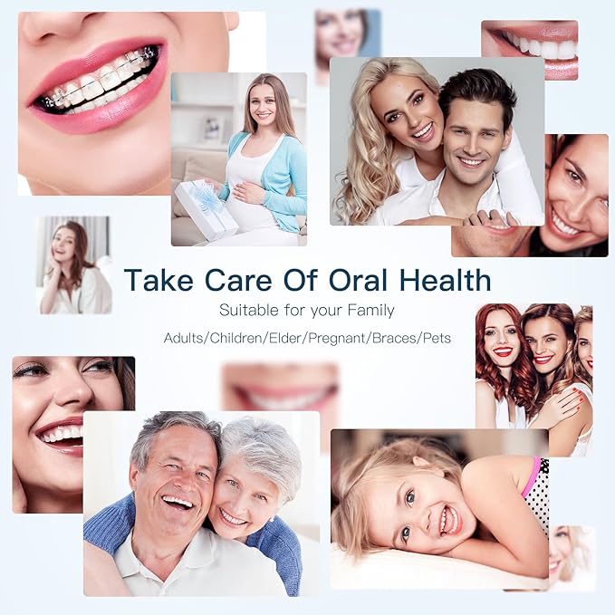 Travel-Ready 300ML Cordless Water Flosser for Teeth – IPX7 Waterproof, 4 Pressure Modes & 2000mAh Battery for Deep Cleaning at Home or On-The-Go (Blue & White)