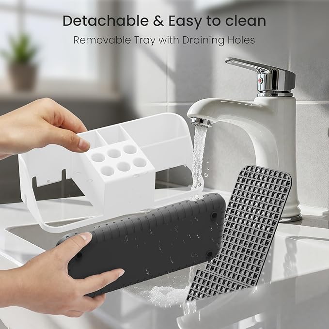 Boperzi Bathroom Counter organizers and Storage: Cord-Friendly Electric Toothbrush and Toothpaste Holder, Detachable Water Flosser & Tips Holder, Bathroom Decor and Accessories Organization Countertop