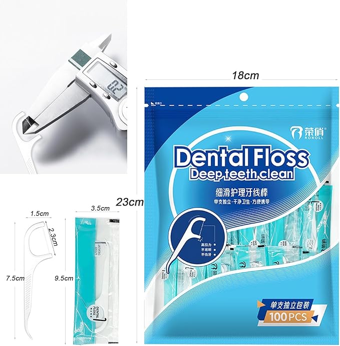 100 Count Dental Floss Picks Flossers for Adults Kids Independent Packaging Disposable Portable Household Travel Use Tensile, White