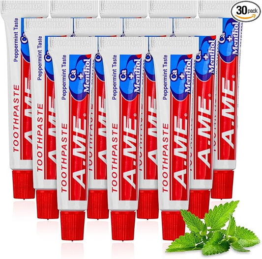 Travel Size Toothpaste Bulk, Disposable Small Portable Toothpaste, Travel Pocket Size for Vacation Hotel, Shelter/Homeless/Nursing Home/Charity Mini 0.35 oz (Pack of 30)