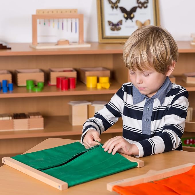 MONTESSORI OUTLET Zipping Frame | Practical Life Skills Tool for Toddlers & Preschoolers | Learn to Zip Clothes, Develop Fine Motor Skills & Independence (Ages 3-6)