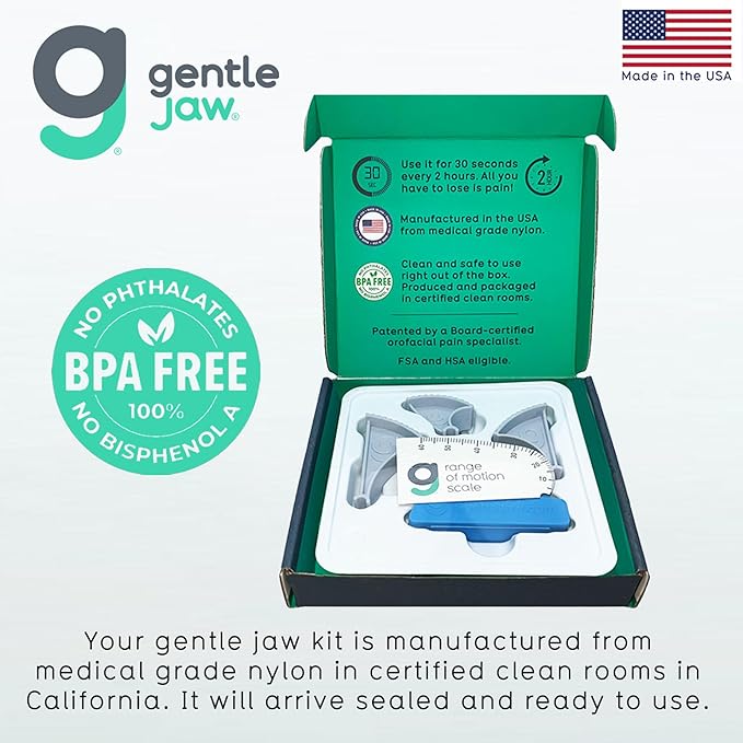 Pain Relief Device for Bruxism TMJ Headache Migraine Caused by Tight Jaw Muscles. Use it to Passively Stretch and Relax Your Jaw Muscles. We Call it Yoga for The Jaw