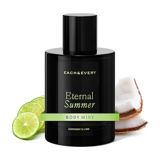 Each & Every Hair and Body Mist for Women and Men - 100% Natural Fragrance Body Spray for Women - Vegan & Cruelty-Free - Eternal Summer Scent (Coconut & Lime)
