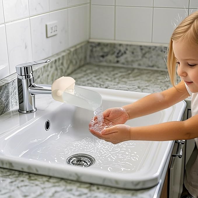 KOMIDK Faucet Extender for Bathroom Sink Faucet Extender for Toddlers Bathroom Sink Kitchen Bathtub (Apricot)