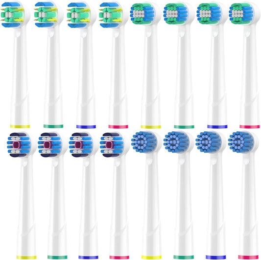 Replacement Heads Compatible with Oral b Braun, 16 Pcs Electric Toothbrush Heads for Oral-b Floss Pro 1000 Smart Genius x White