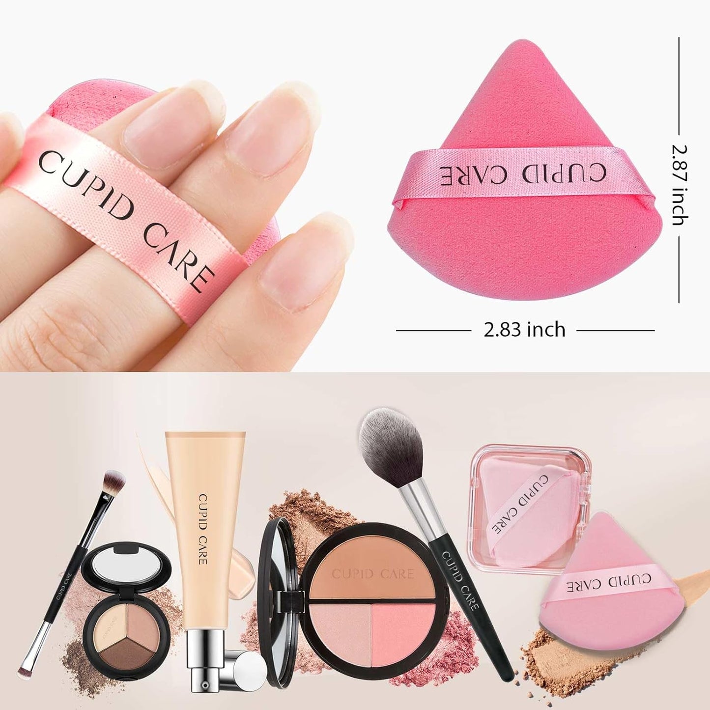 6 Pcs Powder Puff with 2 Travel Cases, Setting Powder Puffs for Face Powder and Foundation, Velour Makeup Puff for Loose Powder Body Powder, Skin-Friendly, Beauty Makeup Tools-Pink/Red