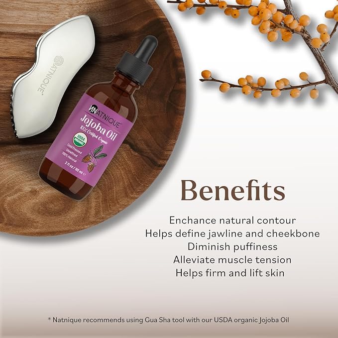 Natnique Stainless Steel Gua Sha Tool – Face & Neck Sculpting Massager for Lymphatic Drainage, Puffiness & Jawline Contour – Anti-Aging Facial Tool for Wrinkles, Firming, Relaxation & Cooling Relief