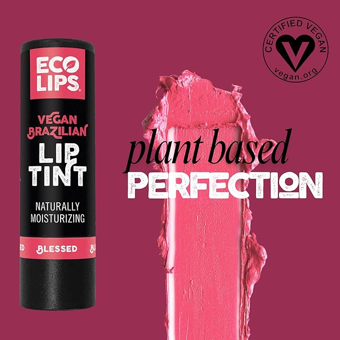 Eco Lips Vegan Cruelty-Free Brazilian Lip Tint Variety Pack - 100% Natural Lip Balm (Blessed, Blissful, Brave, Brazen, Bold) (5 Pack) | Made in USA