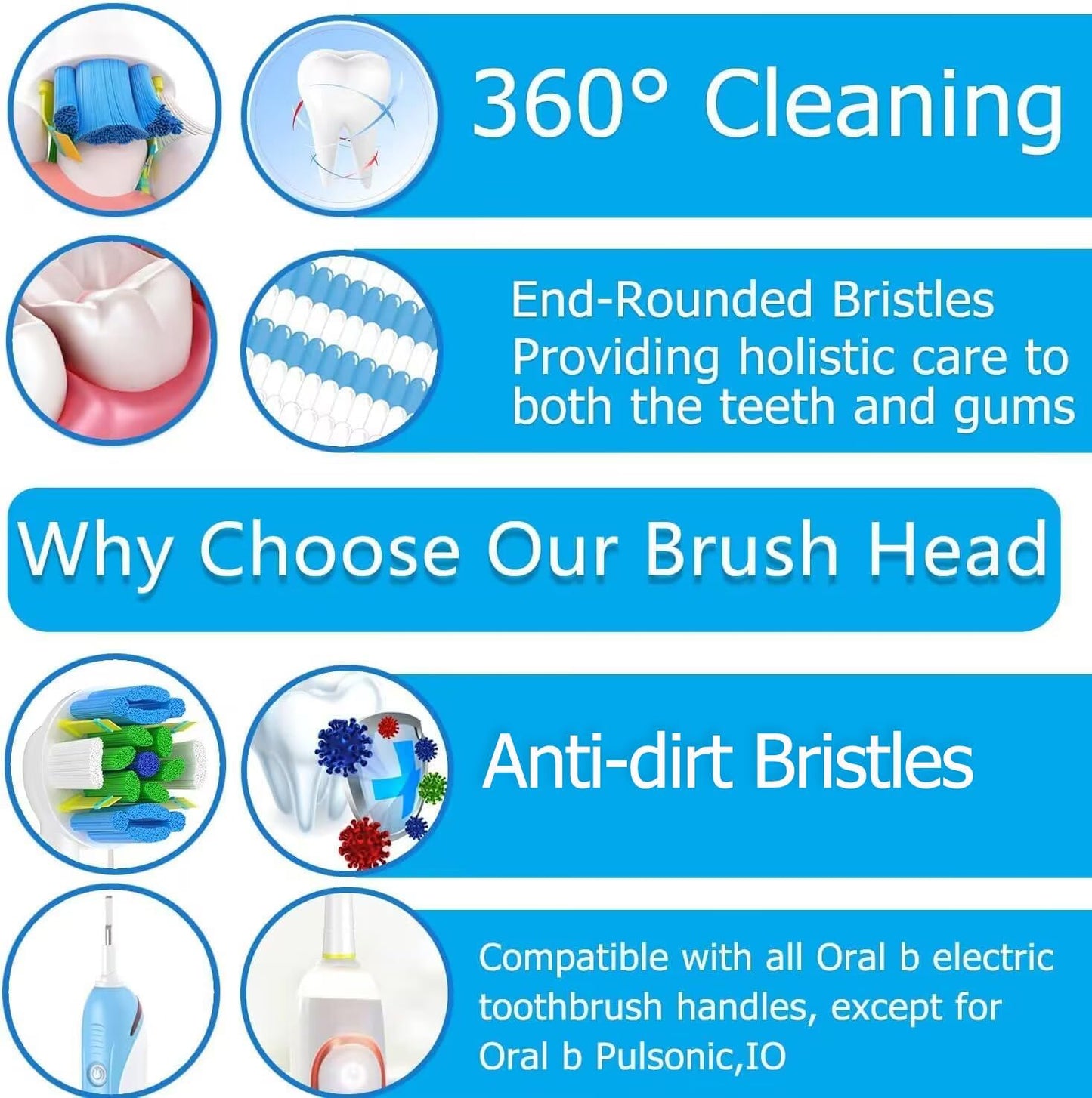 Replacement Brush Heads Compatible with Oral B Braun Electric Toothbrush - Floss Toothbrush Head Fits for Oral B Pro 1000 Genius Smart Series (12 Pack)