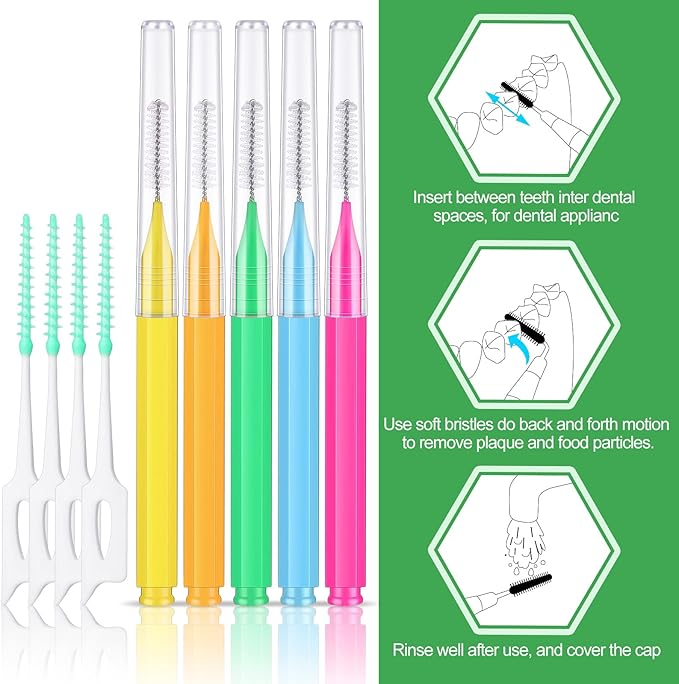 Zopeal 250 Pcs Interdental Brush for Braces Disposable Braces Flossers Dental Picks Floss Toothpick Dental Teeth Flossing Head Oral Hygiene Flosser Toothpick Soft Cleaning Tool (Cute Color)