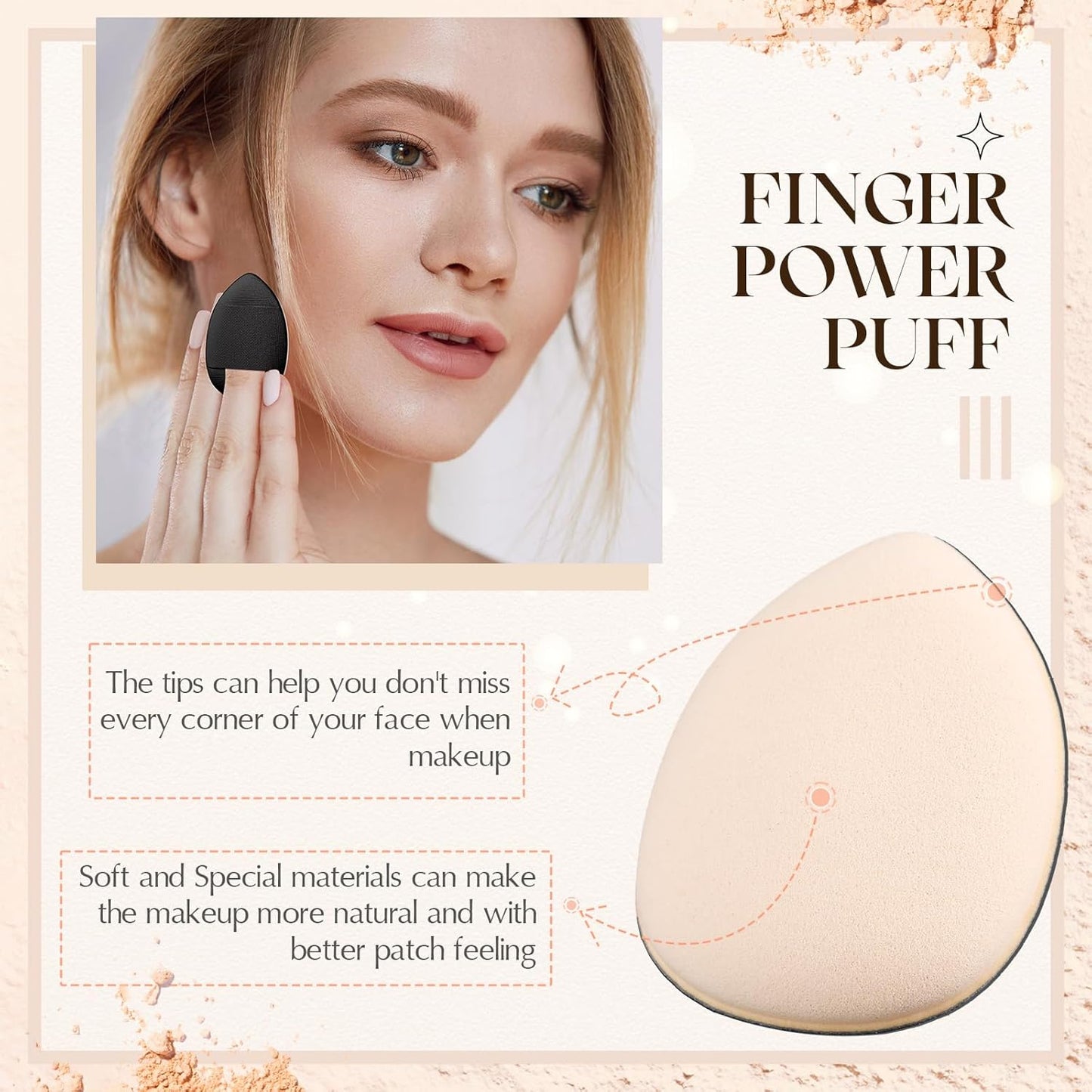 Gerrii 72 Pcs Finger Powder Puff Mini Makeup Sponge Soft Beauty Makeup Blender Puff for Foundation, Face Powder, Under Eye Setting, Concealer, Repair Cream, Cosmetic Tool(Pink,Black)