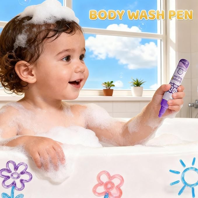 Bath Crayons, 30ml Washable Educational Fun Crayons for Kids, Shower Markers for Bathroom, Tile, Wall Art, Safe Playtime Drawing for Boys, Girls, and Creative Learning