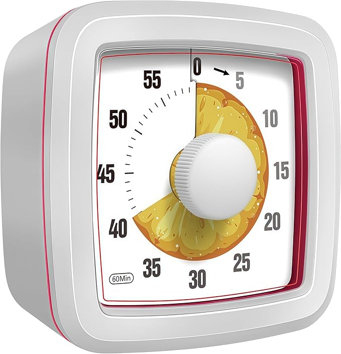 Kids Visual Timer for Kitchen,Classroom,Cooking,Learning,Bedroom,Office, 60-Minute Countdown Pomodoro Timer for Kids with Autism ADHD (Orange Style)