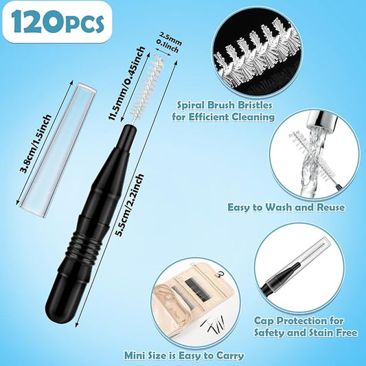 120 Pieces Braces Flossers for Cleaner Interdental Brushes Between Teeth, Toothpick Dental Tooth Flossing with Soft Bristles 360° Bendable Oral Dental Hygiene Flosser Cleaning Tool