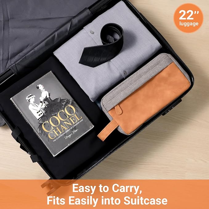 Elviros Travel Toiletry Bag for Men, Hanging Toiletries Bag Water Repellent Dopp Kit PU Leather Travel Bag for Toiletries Accessories, Grey