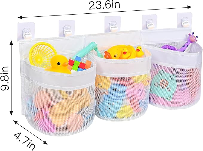 Bathroom Bath Toy Storage for Bathtub, Baby Bath Tub Toys Holder, Kids Mesh Shower Organizer Basket