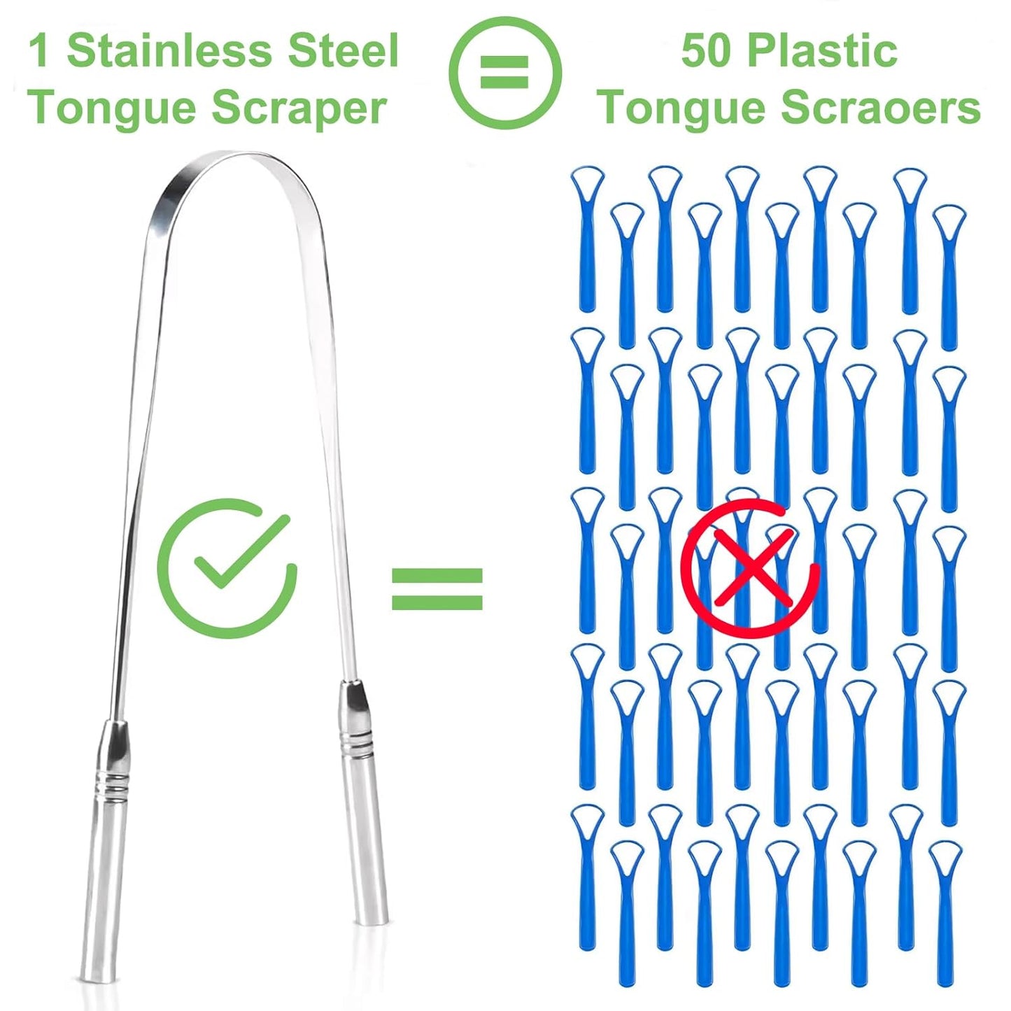 2-Pack Stainless Steel Tongue Cleaner with Travel Cases, Reusable Oral Hygiene Tool for Fresh Breath, Rust-Resistant Metal Tongue Brush for Adults