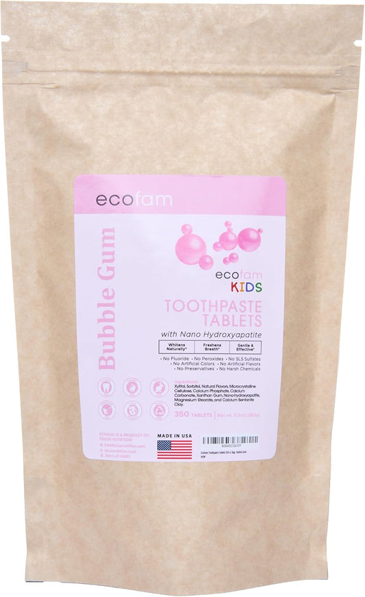 Toothpaste Tablets – Bubblegum | Nano Hydroxyapatite Toothpaste Tablets Chewable | Fluoride Free l 350 ct