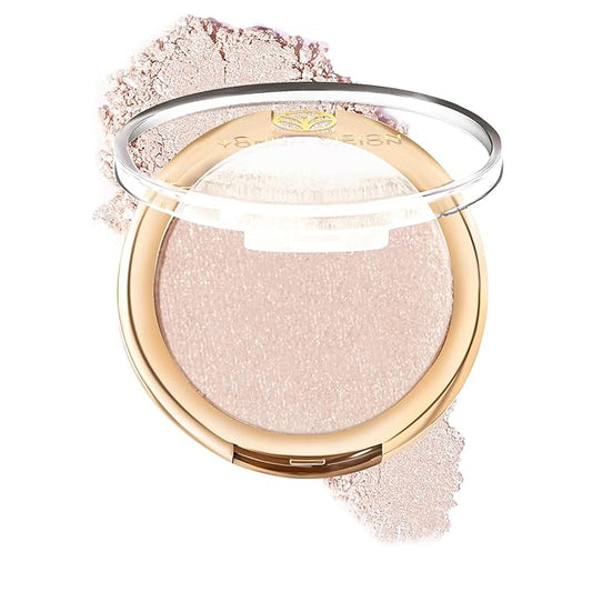 YOUNG VISION Pressed Powder Highlighter, Baked Natural Glow Contour Powder & Face Highlighter, Cruelty Free, Shimmer Highlighting Makeup for Face, Eye, Eyeshadow, Body, Skin (White)