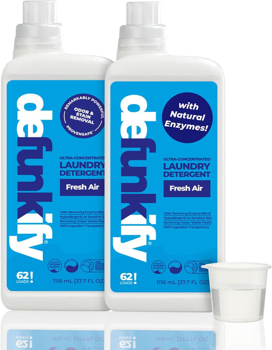 Laundry Detergent 62 Load/37.7 FlOz (2-Pack). 'Fresh Air' Liquid Laundry Detergent for Sensitive Skin. 'ProvenSafe' Laundry Soap Washing Detergent w/Odor & Stain Remover for Activewear & All Fabrics