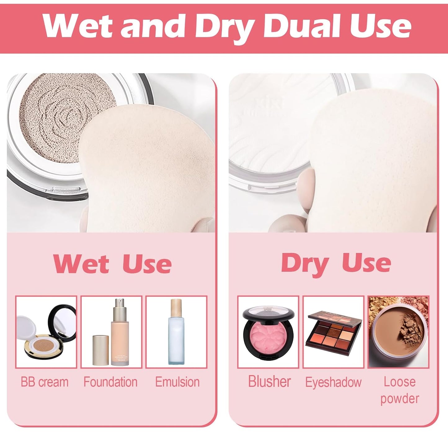 100Pcs White Round Makeup Sponges Beauty Makeup Foundation Powder Blender, Disposable Makeup Sponge Powder Puff, Suitable All Skin Types Wet and Dry Dual Use