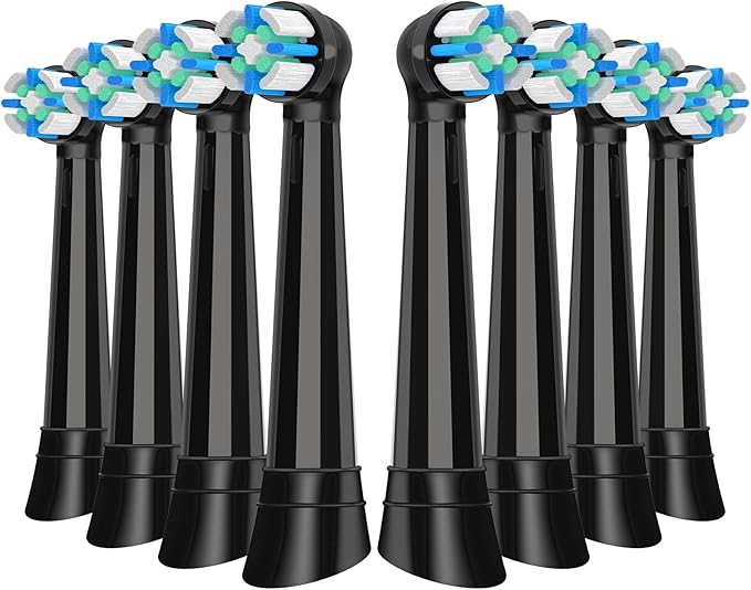 IO Replacement Heads Compatible with Oral B iO 2/3/4/5/6/7/8/9/10 Series Electric Toothbrush, Medium Bristles Brush Heads Compatible with Oral B, Deep Clean and Sensitive Care, 8 Pack Black