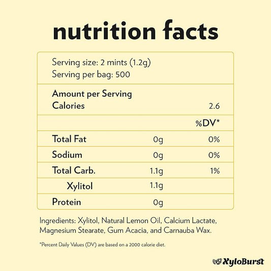 XyloBurst - Xylitol Mints | Sugar Free Breath Freshener for Oral Health | Gluten Free, Vegan, Keto Friendly | Aspartame Free | Lemon | 1000 Count Bag