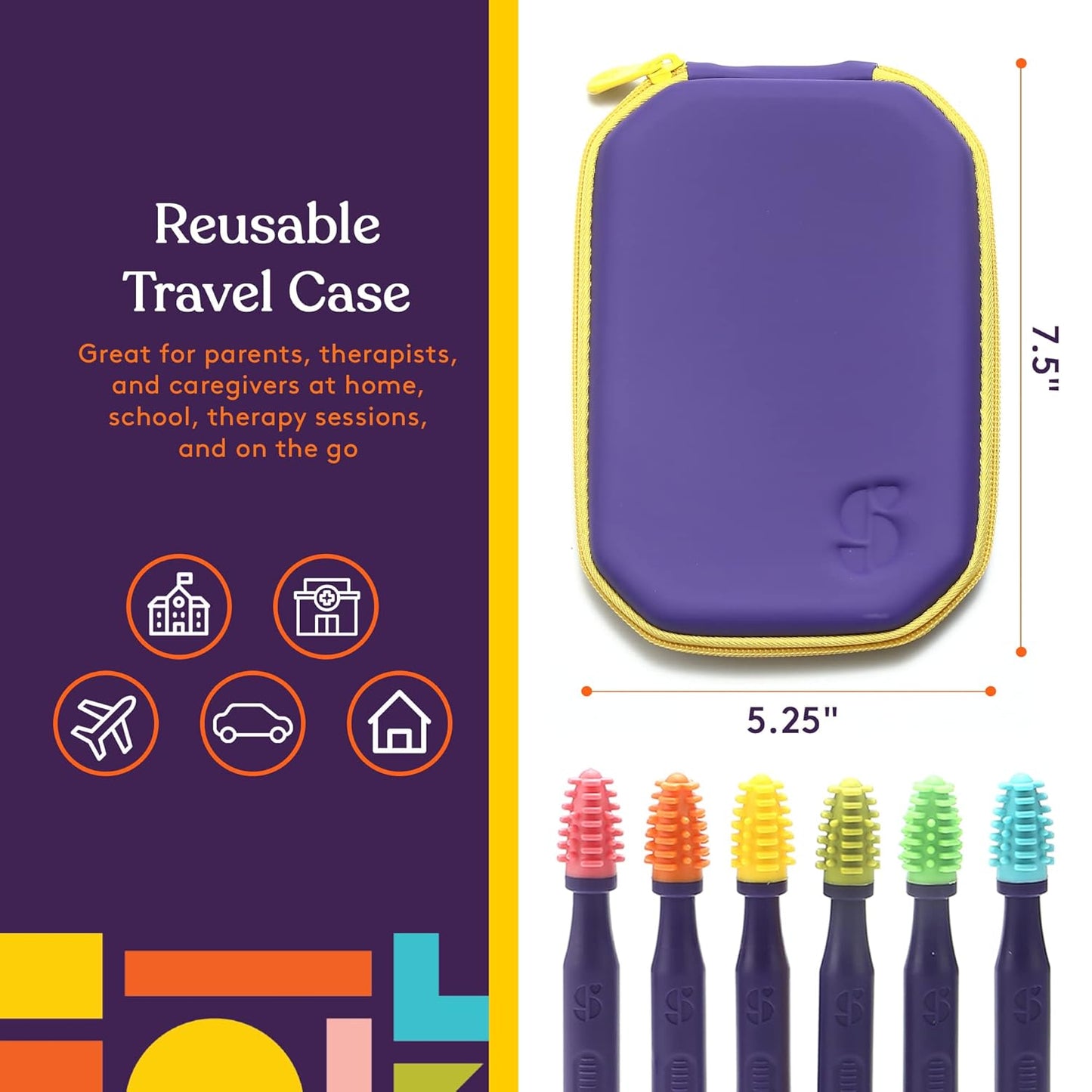 Special Supplies Sensory Mouth Brushes and Oral Stimulation Tools for Kids and Adults, Wake Up Mouth for Desensitization, Soft, Flexible, Textured Silicone (6 Pack)