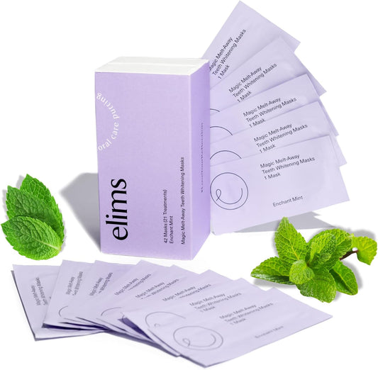 ELIMS Teeth Whitening Strips for Sensitive Teeth 21 Treatments – Food-Grade & Made by Dentists - Whiten Up to 7 Shades - Dissolving Mess-Free Application - Visible Results in 14 Days - 42 Strips