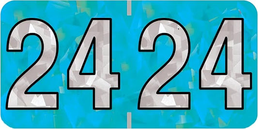 2024 Year Stickers, Doctor Stuff 2024 Chart Stickers, Holographic Aqua Colored, USA Made Year Labels for End Tab File Folders, 500 Labels per Roll, 1 Roll, 3/4" x 1-1/2"