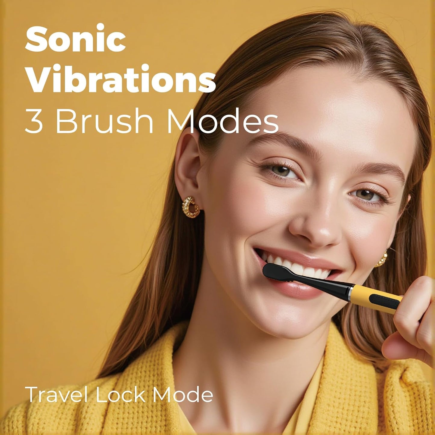 MIPOW Slim Pro i4 Electric Toothbrush Rechargeable Smart Ultra Sonic 3 Modes Magnetic Travel Case &Ceramic Dock, 60Day Long Battery Soft Bristles 2Heads IPX7 Waterproof,Color-(Yellow)