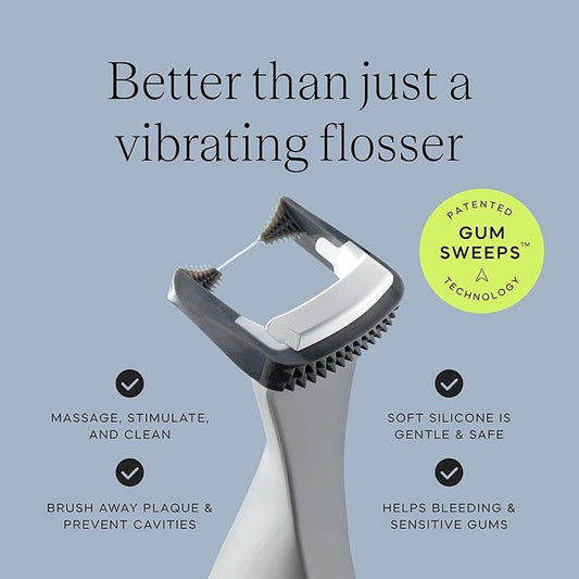 Slate Electric Flosser - Starter Set | 3-in-1 Dentist-Invented with Reusable Floss Heads, Gum Brushes & Tongue Scraper | More Effective Than String or Water Floss