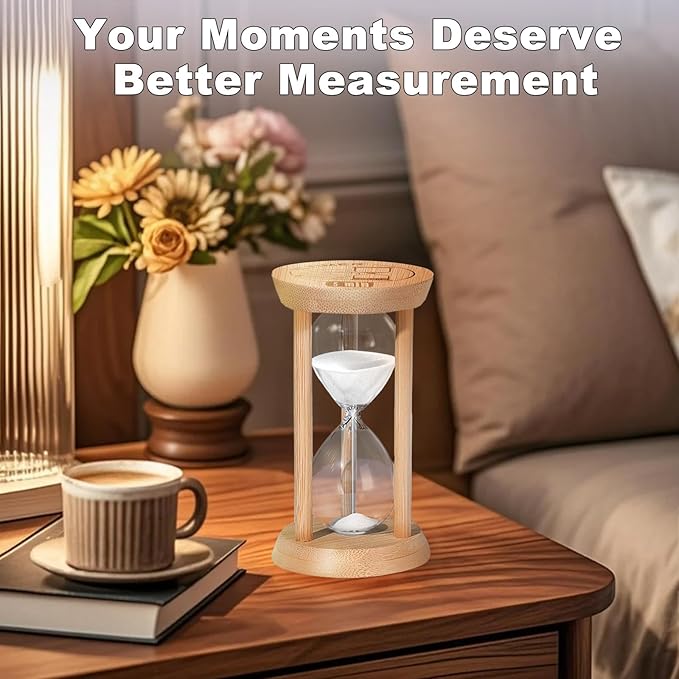 5 Minute Sand Timers, Wooden Mini White Sand Hourglass for Classroom, 5 Min Small Reloj De Arena for Kitchen, Office, Game, Decor