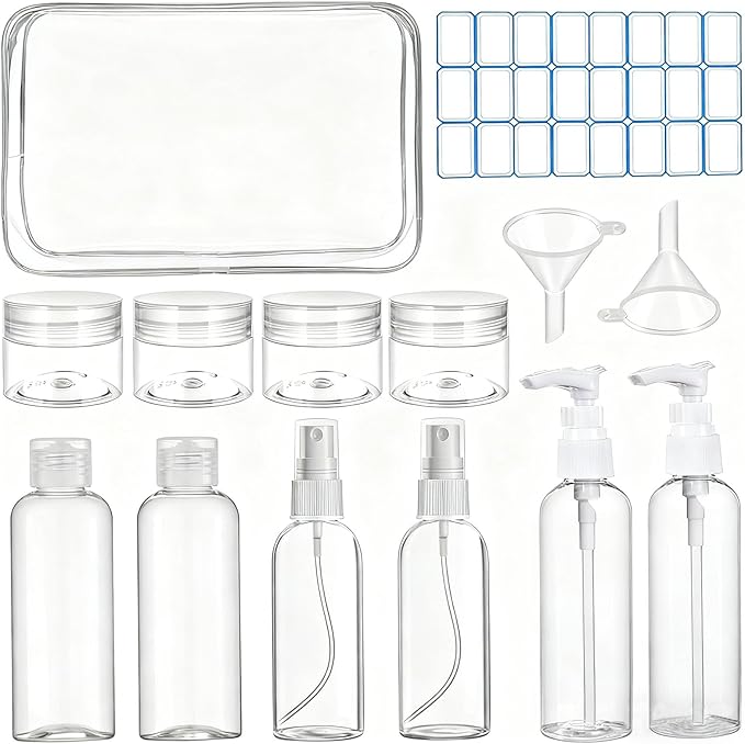 14 Pack Travel Bottles for Toiletries - TSA Approved Leak-Proof Squeezable Containers for Shampoo, Conditioner, Lotion, and Body Wash - Convenient and Practical Travel Accessories