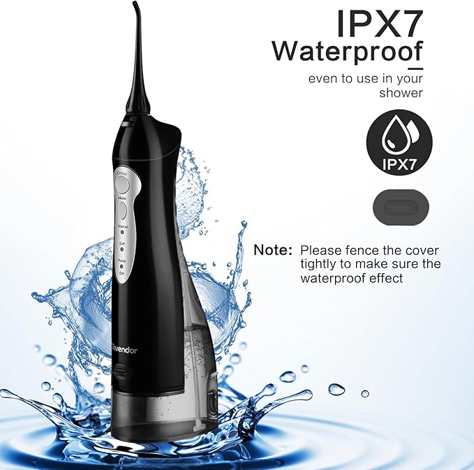 TOVENDOR Electric Water Flosser, Rechargeable Dental Oral Irrigator - 3 Modes, 5 Tips for Teeth, Gums, Braces, Dental Care, Family Oral Health (300ML, IPX7Waterproof Waterflosser)