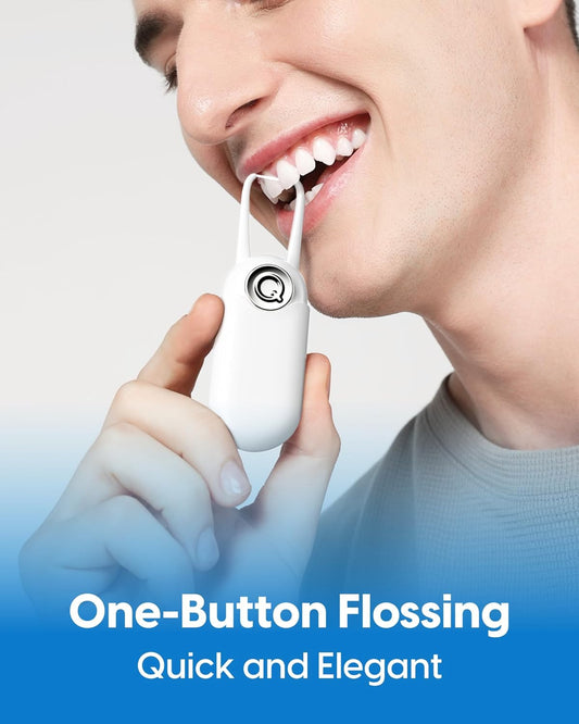 C1S Reusable Flosser Set, Auto-Restringing Flosser with Replaceable Floss Capsule, Multi-Hygiene, Portable Travel Floss, Recyclable Zero Waste, Unflavored (Shell White)
