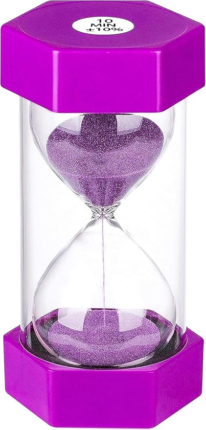 Hourglass Timer Sand Clock 10 Minute: Plastic Sand Timer 10 Minutes, Small Purple Sand Watch 10 Min, Hour Glass Colorful Sandglass Timer for Kids, Games, Classroom, Kitchen, Decor