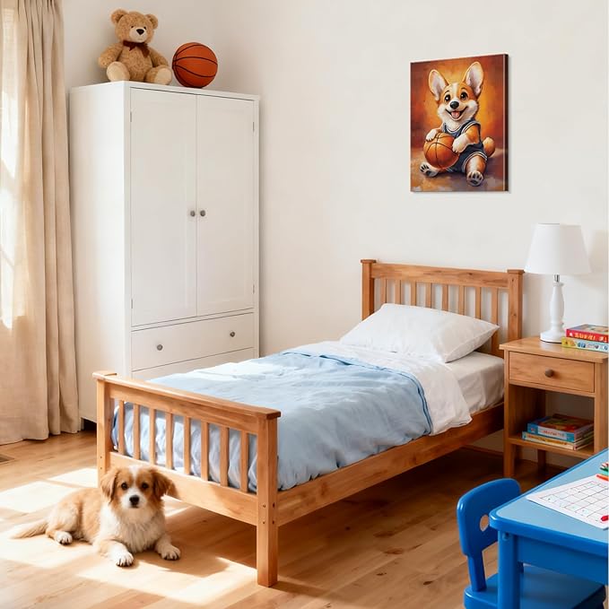 YOUHONG Animal Wall Art Animal Canvas Wall Art Dog Poster with Inner Wooden Frame - Lightweight, Sports Poster for Bedroom & Living Room Decoration Ready to Hang (12x15.7 Inches)