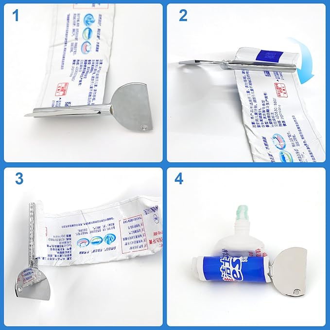 4 Pcs Toothpaste Tube Squeezer,Keys Metal Roller Hair Dye Dispenser Tool, Stainless Steel Toothpaste Squeezers,Metal Tube Key Squeezers Tooth Paste Squeezer for Bathroom Cosmetic Paint Hand Cream