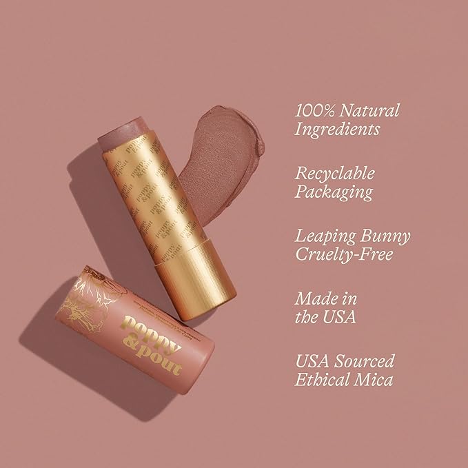 Poppy & Pout All Natural Lip Tint, Cardboard Tube, Hand-Filled, Beeswax, Vitamin E, Coconut Oil, Cruelty Free, All-Natural Shades (Charlie)