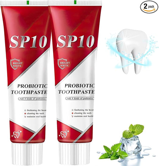 Sp10 Probiotic Toothpaste, Sp-10 Ultra Whitening Toothpaste, Fresh Breath Stain Removal, Deep Cleaning Care(2pcs)